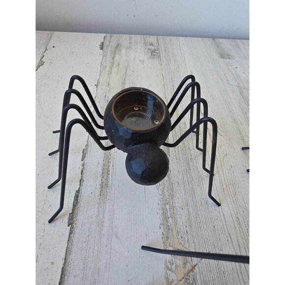 Metal spider candle holder votive Halloween decor set unique - Picture 3 of 14